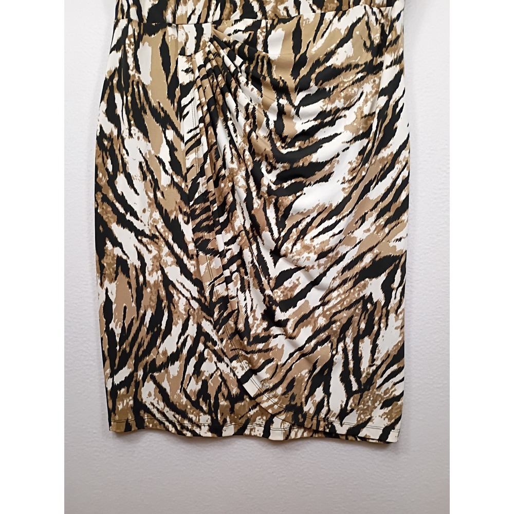 Safari Chic Connected Woman 18W Brown Animal Print Ruched Sheath Dress - Picture 8 of 9